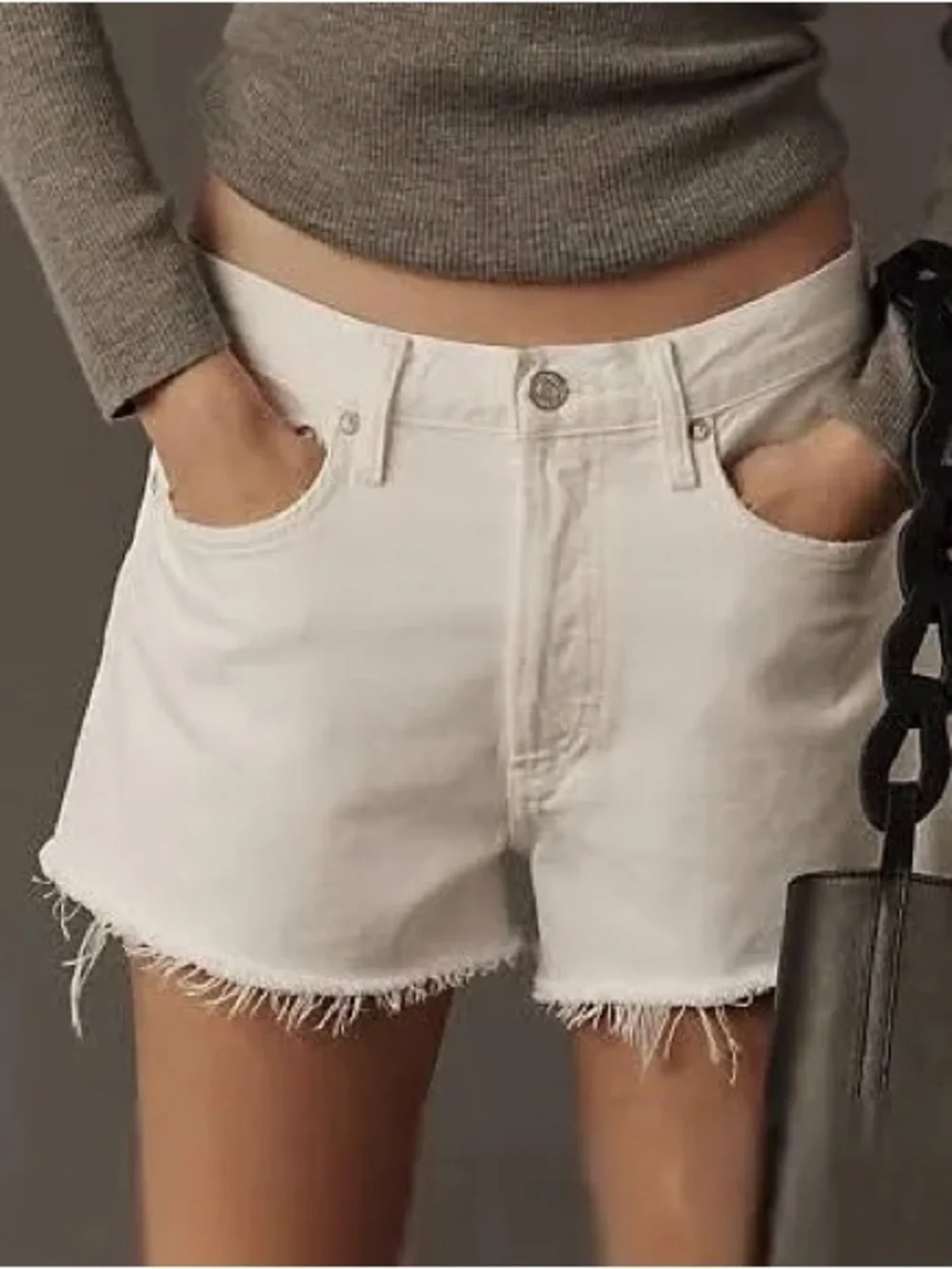 agolde parker long shorts cream Denim Cutoff Shorts  32